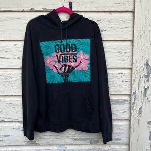 Call Your Mother Good Vibes Pullover Hoodie Distressed Sweatshirt Sweater XL H5
